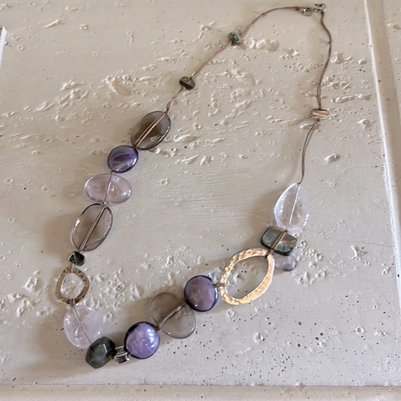 Silpada Jewelry - Silpada Amethyst, Sterling Silver, Shell and Cord Necklace